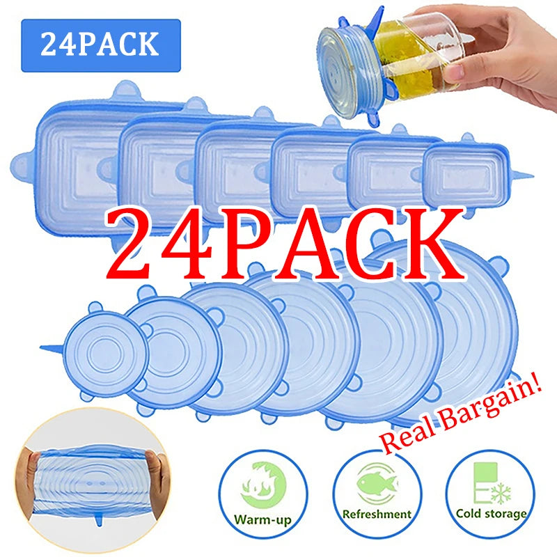 Reusable Silicone Food Covers (6/12/24 PCS)