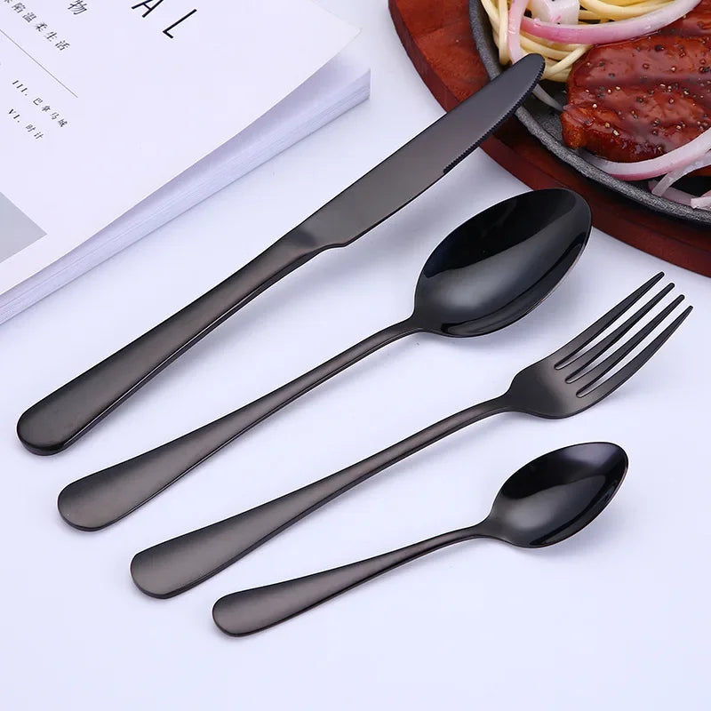 Steel Dinnerware: Knife, Fork, Spoon and Teaspoon